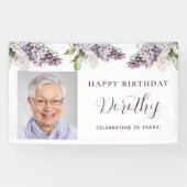 誕生日カスタムバナー写真70th紫フローラ 横断幕 (横)