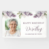 誕生日カスタムバナー写真80th紫フローラ 横断幕 (横)