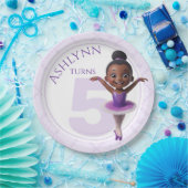 誕生日カスタムパープルバレリーナフォーガールズ | ペーパープレート (パーティー)