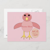 誕生日カスタムピンクの女の子シック葉書 ポストカード (正面/裏面)