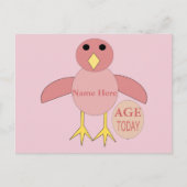 誕生日カスタムピンクの女の子シック葉書 ポストカード (正面)