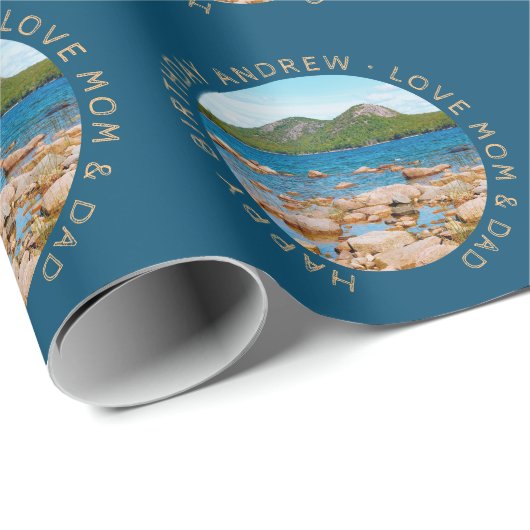 誕生日カスタムフォトアカディア国立公園 ラッピングペーパー (ロールコーナー)