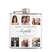 誕生日カスタムフォトコラージュ白い友達 フラスク (正面)