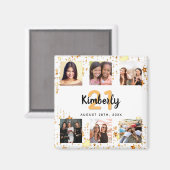 誕生日カスタムフォトコラージュ白い友達 マグネット (正面/裏面)