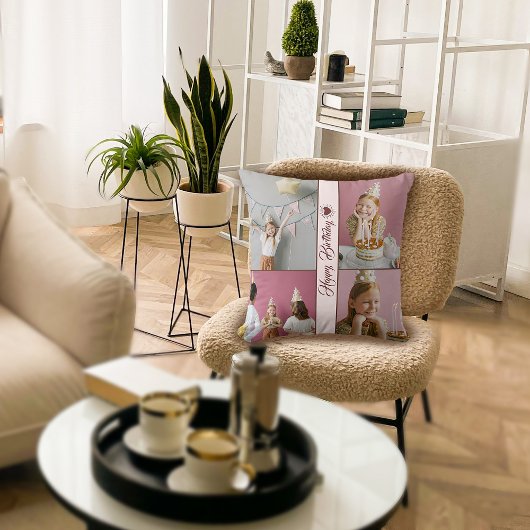 誕生日カスタムフォトコラージュ装飾用クッション クッション