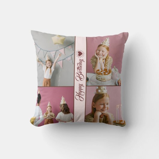 誕生日カスタムフォトコラージュ装飾用クッション クッション (正面)