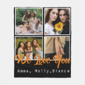 誕生日カスタムフォトコラージュ黒Whit friends フリースブランケット (正面)