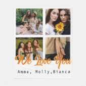 誕生日カスタムフォトコラージュ黒Whit friends フリースブランケット (正面)