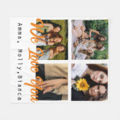 誕生日カスタムフォトコラージュ黒Whit friends フリースブランケット (正面(横))