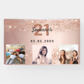 誕生日カスタムフォトバラ金ゴールドグリッター歓迎 横断幕 (横)