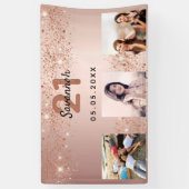 誕生日カスタムフォトバラ金ゴールドグリッター歓迎 横断幕 (縦)