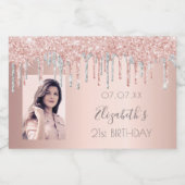 誕生日カスタムフォトバラ金ゴールド銀 スパークリングワインラベル (シングルラベル)