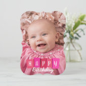 誕生日カスタムフォトフラット発表カード (スタンド正面)