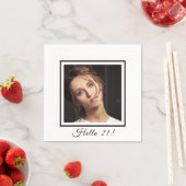 誕生日カスタムフォトホワイト スタンダードカクテルナプキン (インサイチュ)