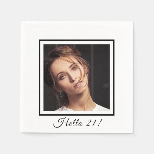 誕生日カスタムフォトホワイト スタンダードカクテルナプキン (正面)