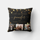 誕生日カスタムフォト最高の友の黒金ゴールド星 クッション (裏面)