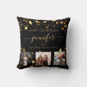 誕生日カスタムフォト最高の友の黒金ゴールド星 クッション (正面)