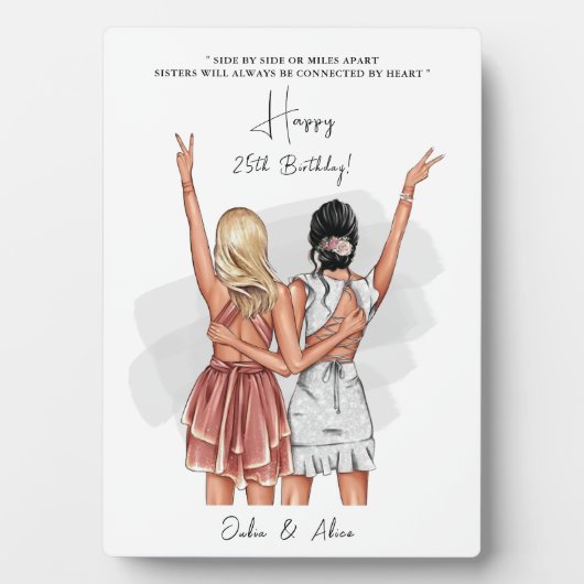 誕生日カスタムフレンズポートレートプラーク – グレー フォトプラーク (正面)