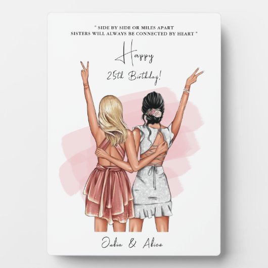 誕生日カスタムフレンズポートレート – ピンク フォトプラーク (正面)