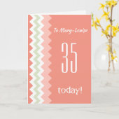 誕生日カスタムフロントエイジコーラルミントシェブロン カード (黄色い花)