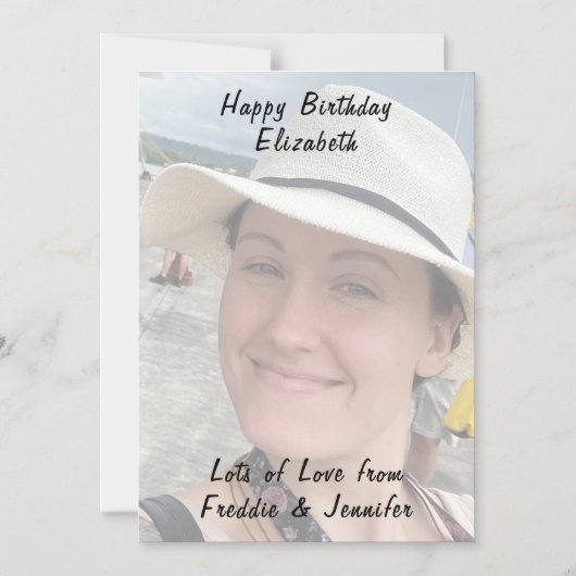 誕生日カスタムブラック文字フォト磁気カード マグネット招待状 (正面)