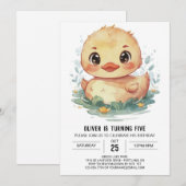 誕生日カスタムポンドアヒル 招待状 (正面/裏面)