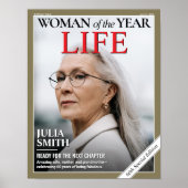 誕生日カスタムマガジンカバー、女性ポートレート ポスター (正面)