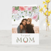 誕生日カスタムママ写真水彩花カード カード (黄色い花)