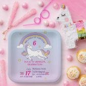 誕生日カスタムユニコーンプレートスクエアパーティー ペーパープレート (パーティー)
