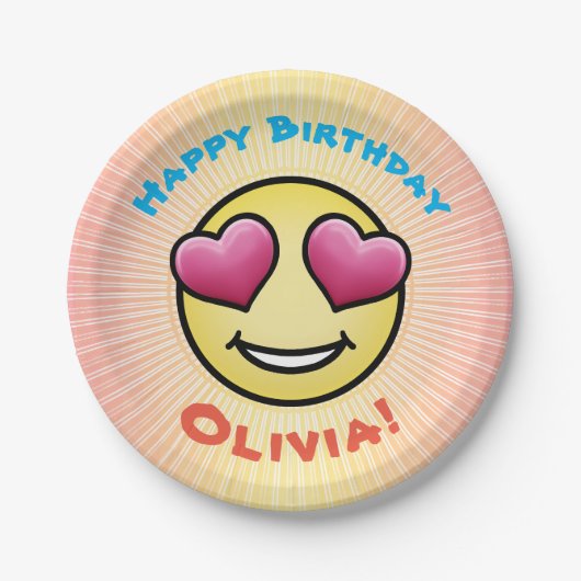誕生日カスタムラブ絵文字 ペーパープレート (正面)