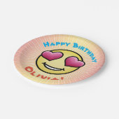 誕生日カスタムラブ絵文字 ペーパープレート (アングル)