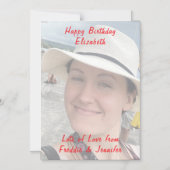 誕生日カスタムレッド文字フォト磁気カード マグネット招待状 (正面)