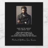 誕生日カスタム写真おもしろいファクツバイオブラックガイズマン ワインラベル (シングルラベル)