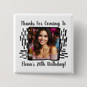 誕生日カスタム写真と名前Thank You Any Age 缶バッジ (正面)