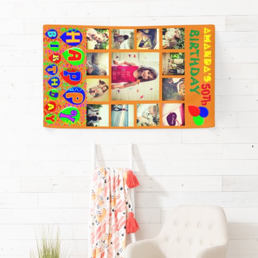 誕生日カスタム写真コラージュのバナー 横断幕 (インサイチュ)