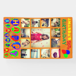 誕生日カスタム写真コラージュのバナー 横断幕