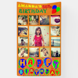 誕生日カスタム写真コラージュのバナー 横断幕