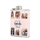 誕生日カスタム写真コラージュバラ金ゴールドモノグラム フラスク (左)