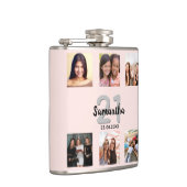 誕生日カスタム写真コラージュバラ金ゴールドモノグラム フラスク (右)