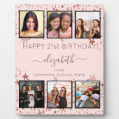 誕生日カスタム写真コラージュバラ金ゴールド友だち フォトプラーク (正面)