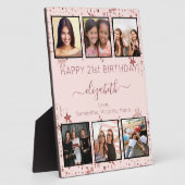 誕生日カスタム写真コラージュバラ金ゴールド友だち フォトプラーク (側面)