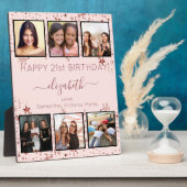 誕生日カスタム写真コラージュバラ金ゴールド友だち フォトプラーク (側面)