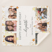 誕生日カスタム写真コラージュ白金ゴールド友達 シェルパブランケット (正面(横))