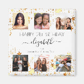 誕生日カスタム写真コラージュ白金ゴールド友達 マグネット (正面)
