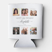 誕生日カスタム写真コラージュ白黒友だち 缶クーラー (正面)