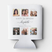 誕生日カスタム写真コラージュ白黒友だち 缶クーラー (裏面)