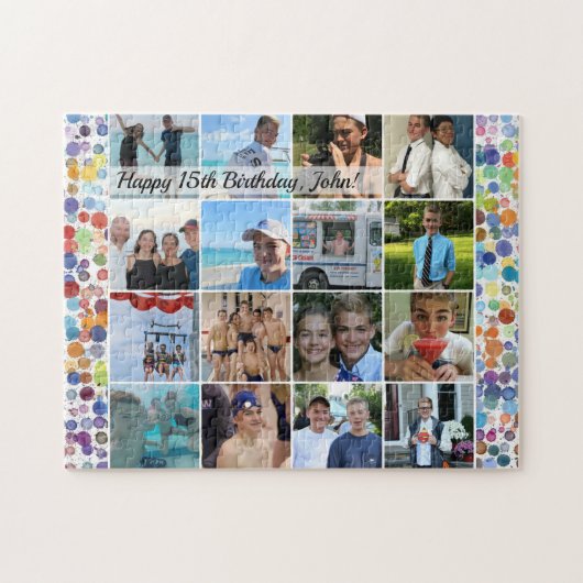 誕生日カスタム写真コラージュ ジグソーパズル (横)