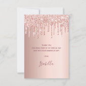 誕生日カスタム写真バラ金ゴールドピンクグリッターglam サンキューカード (裏面)