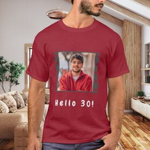 誕生日カスタム写真フィルムhello guys men red tシャツ