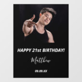 誕生日カスタム写真白黒モダン男 ウィンドウサイン (シート)